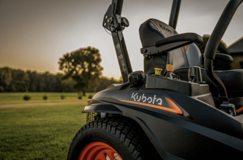 Close up shot of a Kubota Mower