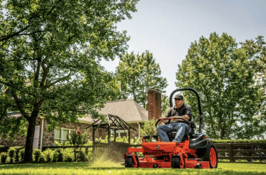 Man mowing his lawn