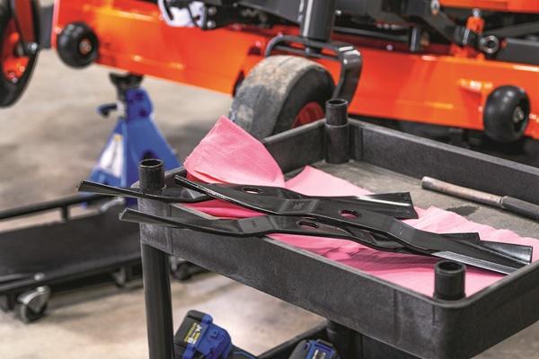 Close-up shot of mower blades