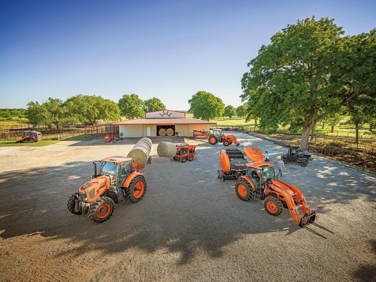 Tractor lineup on a farm