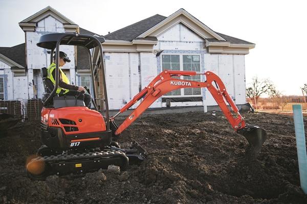 Excavator digging on construction site