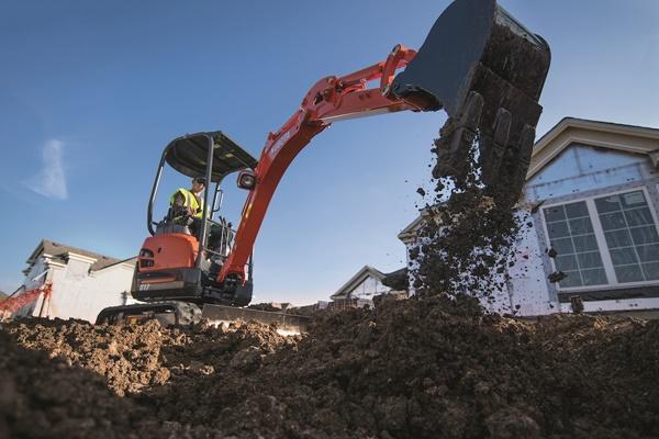 Close-up shot of excavators on site 
