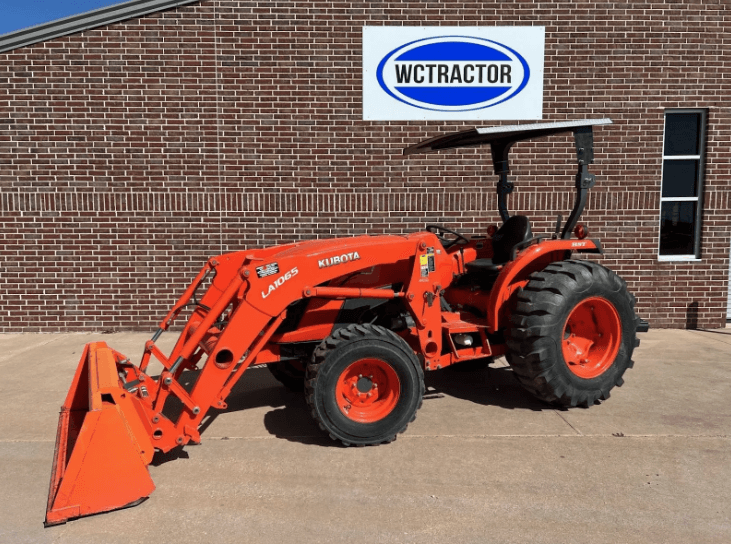 Tractor parked outside of dealership