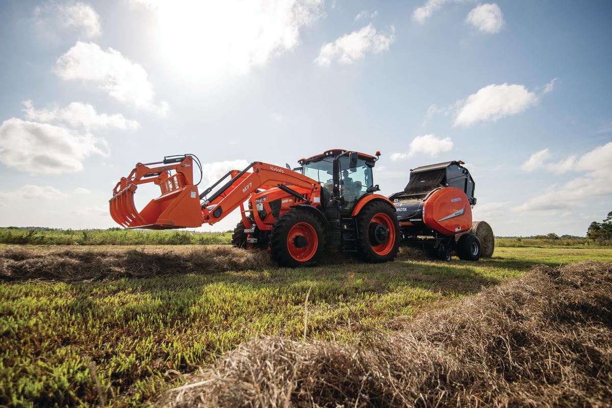 Kubota M8 with baler