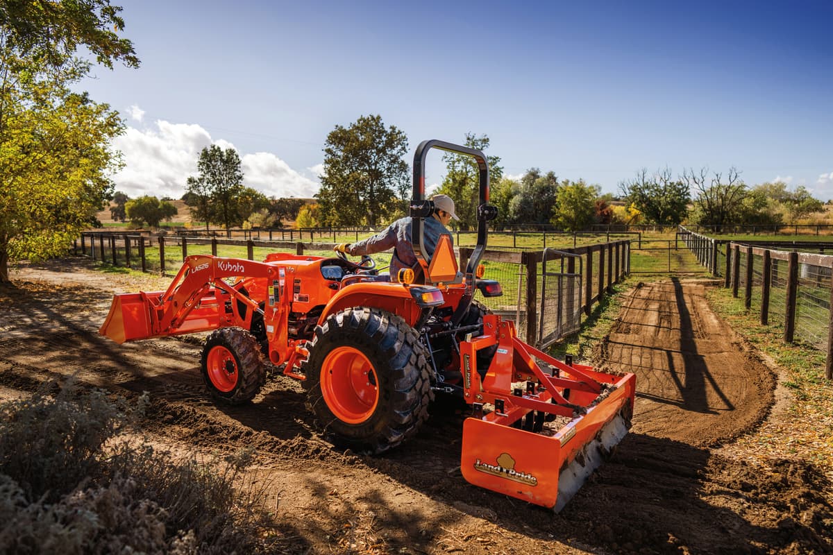 Kubota L3902 with box blade attachment